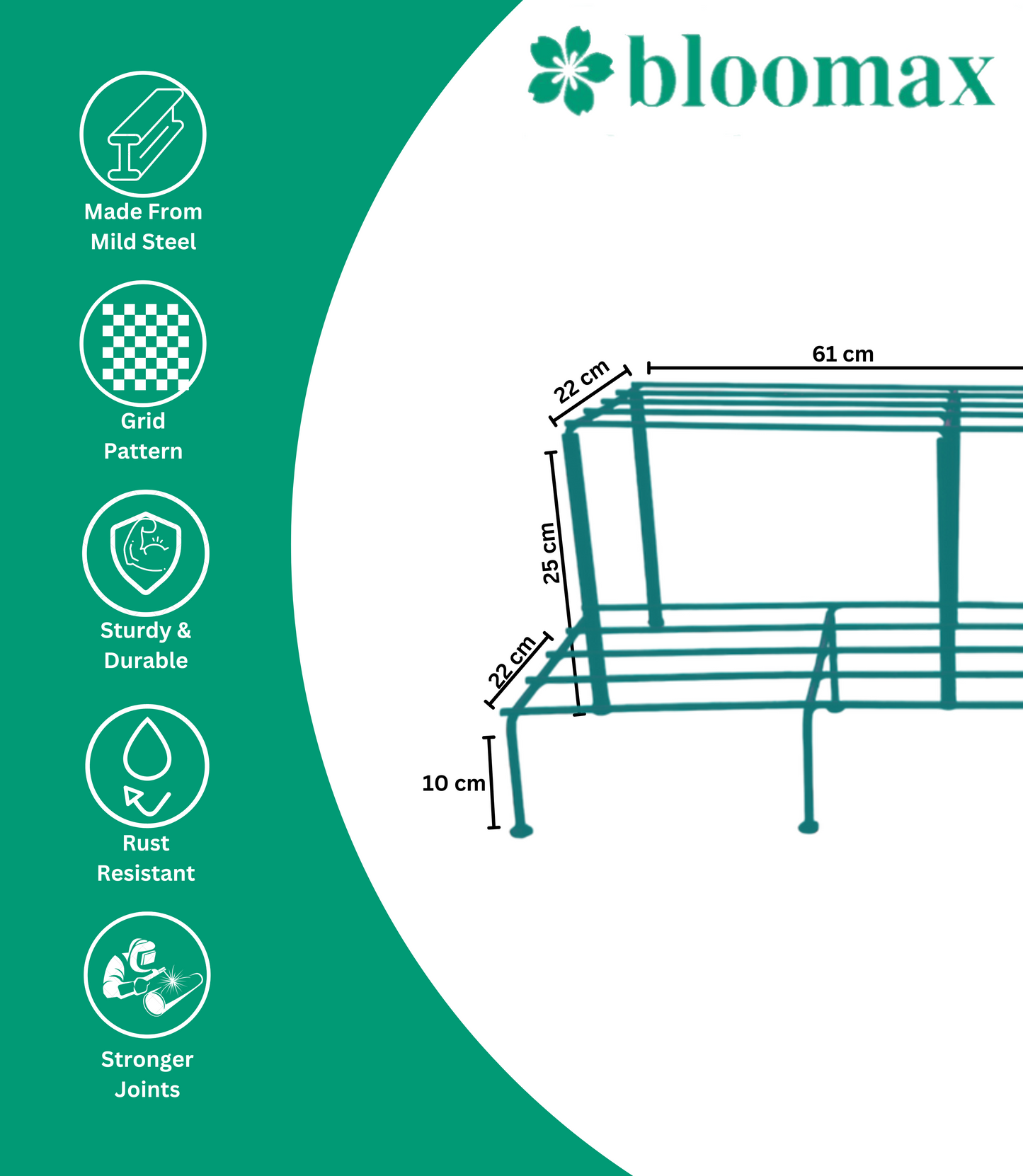 bloomax® Two Step Teal Green Stand, 80 Kg Weight Carrying Capacity, 24-inches, Outdoor Indoor Use Gamla Stand, (Pack Available 1,2,3,4))