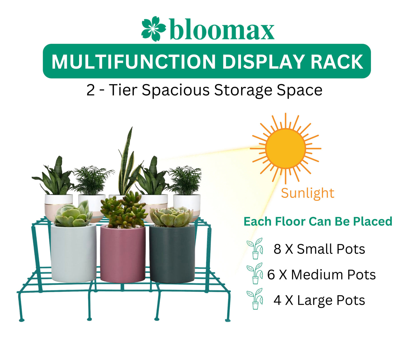 bloomax® Two Step Teal Green Stand, 80 Kg Weight Carrying Capacity, 24-inches, Outdoor Indoor Use Gamla Stand, (Pack Available 1,2,3,4))