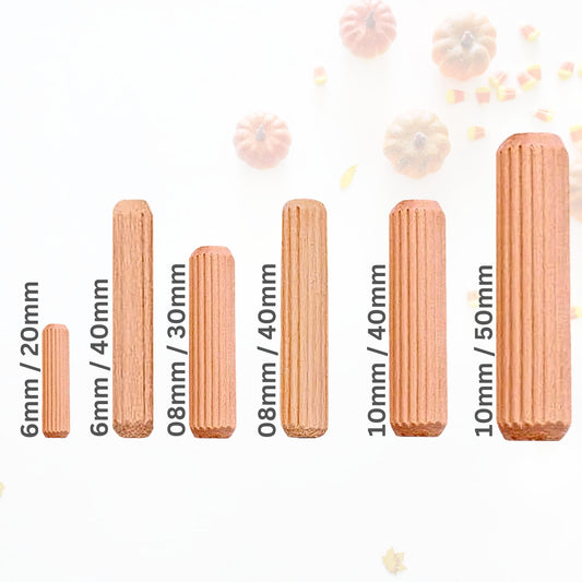 Wooden Dowel Pin All in One Pack (All Size In One Pack 6mm-20/40mm, 8mm-30/40mm, 10mm-40/50mm) 600 pieces of different sizes