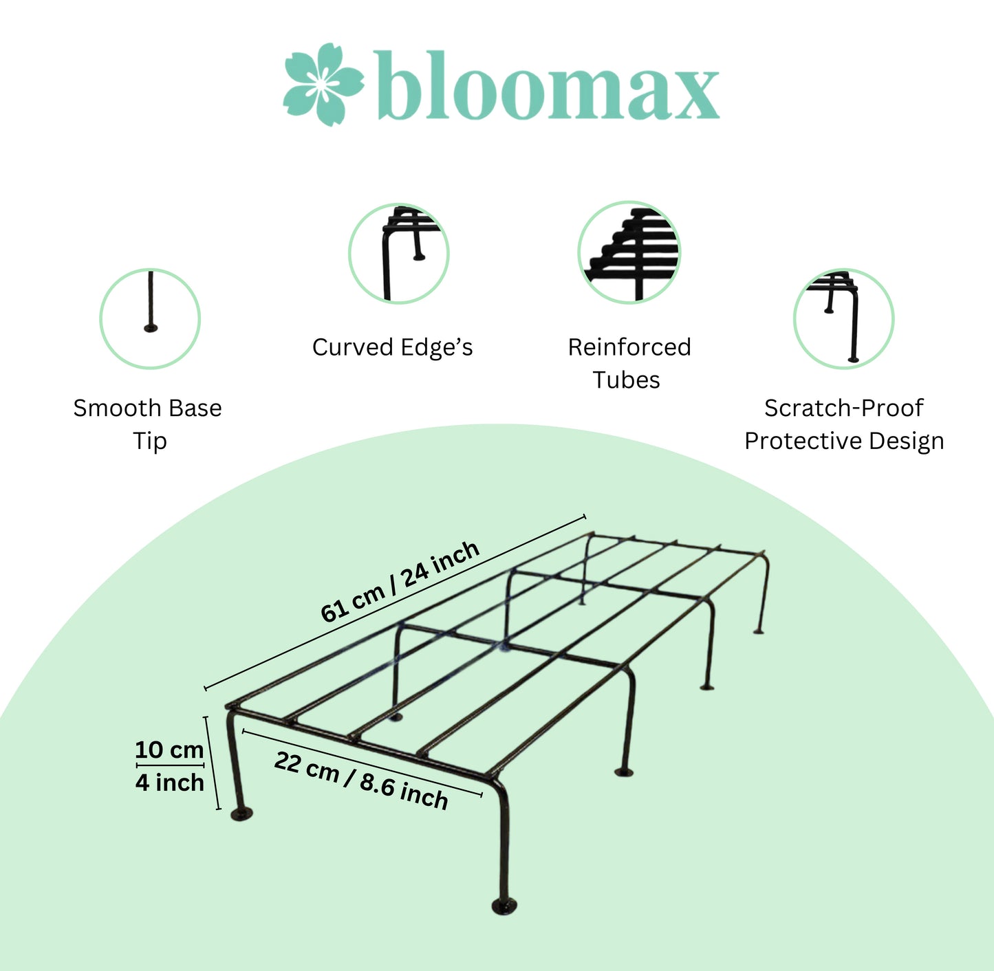 bloomax® Rectangle Black Stand,80 Kg Weight Carrying Capacity, 24 inches, (Black Rectangle)