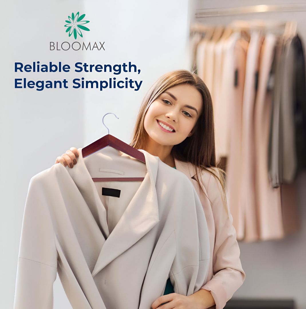 BLOOMAX® Premium Wooden Body Shape Hanger–Elegant Natural Polished Finish | 360° Chrome Hook | Heavy-Duty & Wrinkle-Free Support | Hanger for Coats, Suits, Shirts & Dresses Walnut (Body Shape)