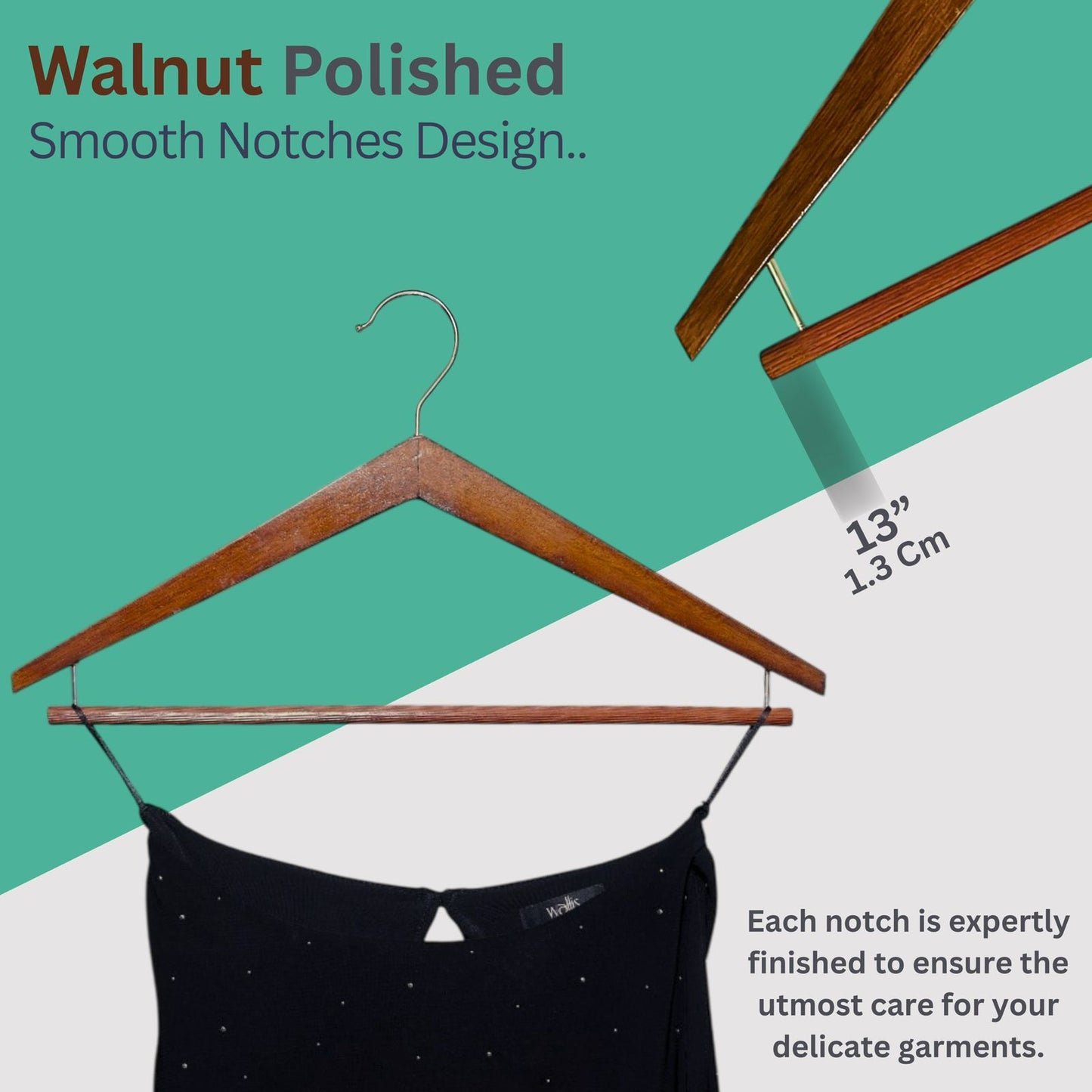 BLOOMAX® Premium Wooden Body Shape Hanger–Elegant Natural Polished Finish | 360° Chrome Hook | Heavy-Duty & Wrinkle-Free Support | Hanger for Coats, Suits, Shirts & Dresses Walnut (Body Shape)