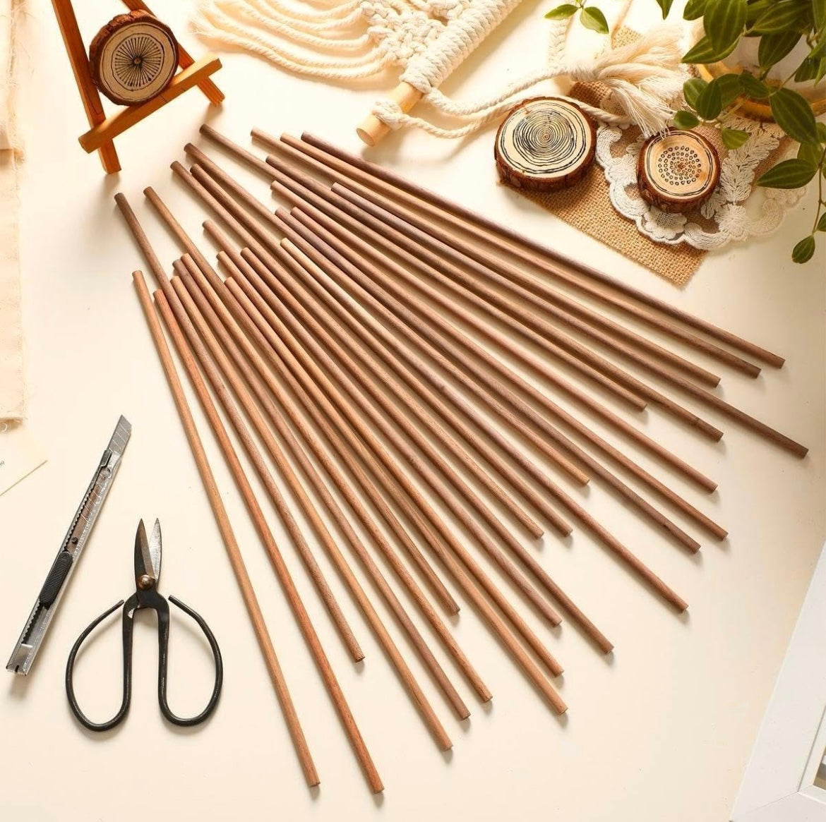 Bloomax “8mm” Wooden Dowels | Rod | Sticks For Art, Crafts, School & College Projects, Handcrafts Natural Hardwood Dowels
