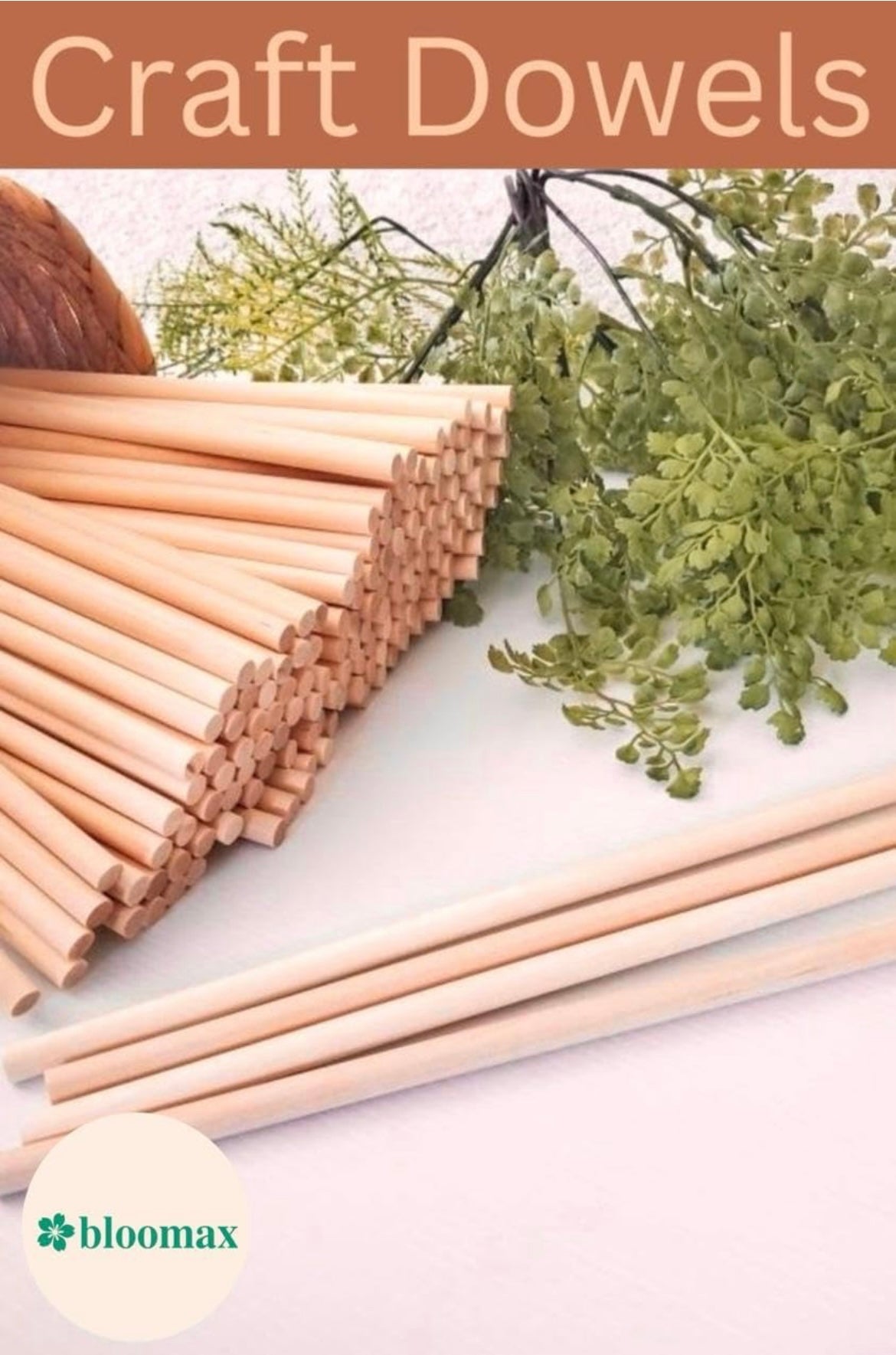 Bloomax “8mm” Wooden Dowels | Rod | Sticks For Art, Crafts, School & College Projects, Handcrafts Natural Hardwood Dowels