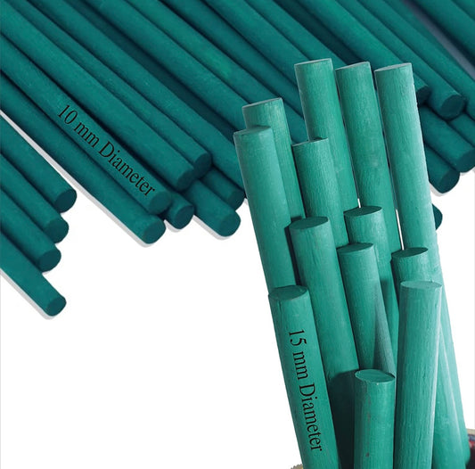 BLOOMAX® Hardwood Plant Support Stakes Teal Green Wooden Sticks With 80+ Free Twist Ties Plant Support Stakes for Indoor and Outdoor Plants, Wooden Sign Posting Flower Pot Garden Stakes