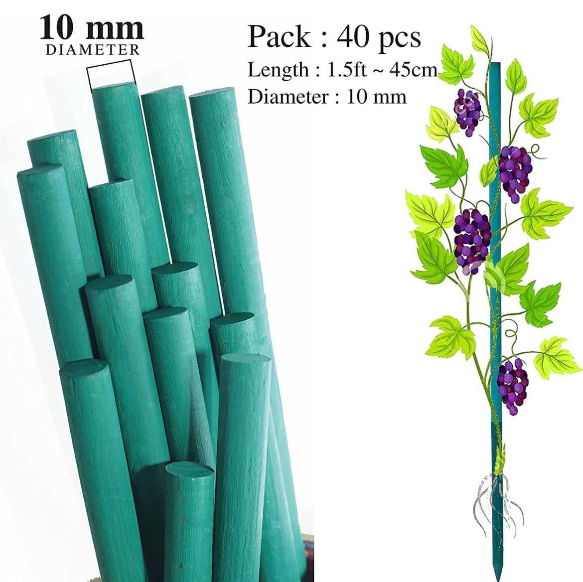 BLOOMAX® Hardwood Wooden Plant Support Stick's With Free Twist Tie's