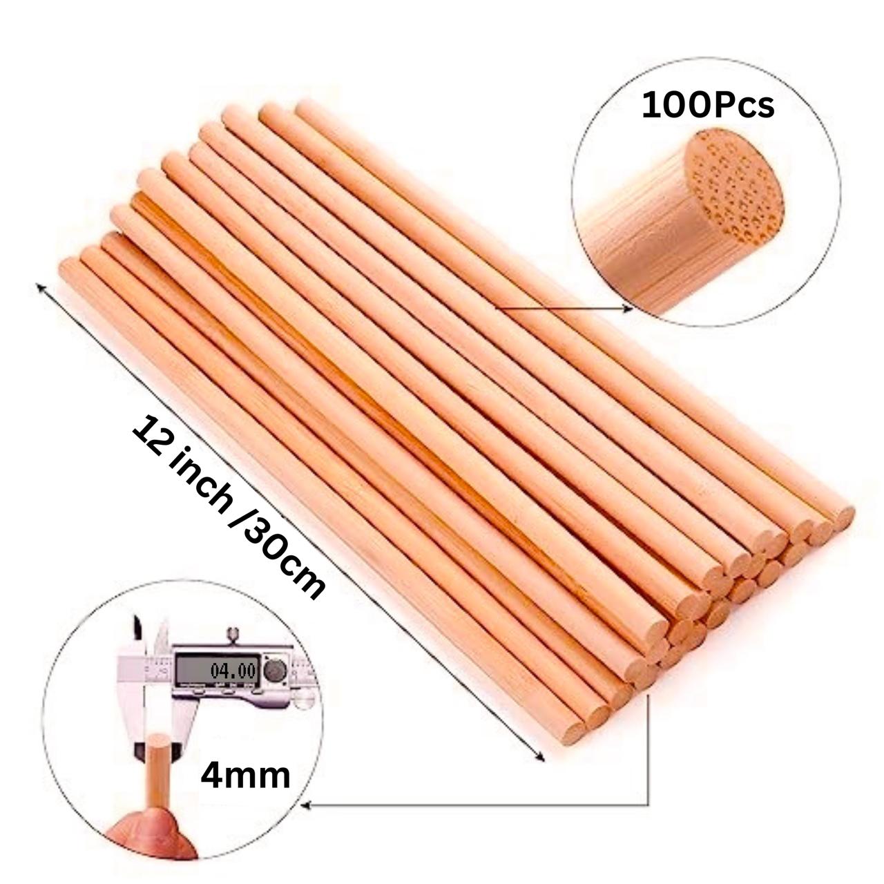 Bloomax “4mm” Wooden Dowels | Rod | Sticks For Art, Crafts, School & College Projects, Handcrafts Natural Hardwood Dowels