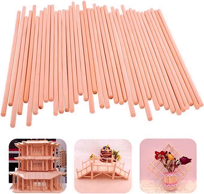 Bloomax “6mm” Wooden Dowels | Rod | Sticks For Art, Crafts, School & College Projects, Handcrafts Natural Hardwood Dowels