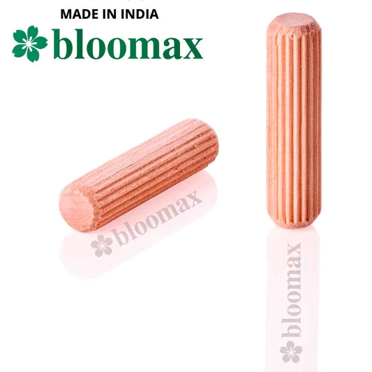 Bloomax Wooden Dowel Pin 08mm X 40mm Modular Furniture Connector, Grooved Fluted Dowel pin made of hardwood Beveled And Chamfered Design ( Pack Of 5,000 Pcs)