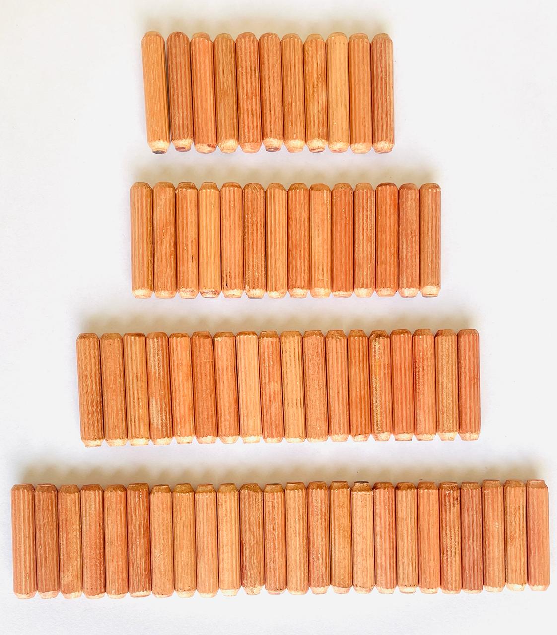BLOOMAX® 500 Pcs Dia-8mm, L-30mm, Dowel Pins. Furniture Connector Fastener Accessories. Grooved Fluted Dowel. Made of Hardwood