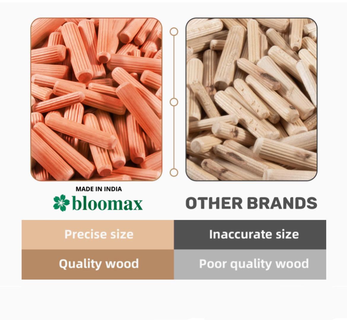 Wooden Dowel Pin All in One Pack (All Size In One Pack 6mm-20/40mm, 8mm-30/40mm, 10mm-40/50mm) 600 pieces of different sizes