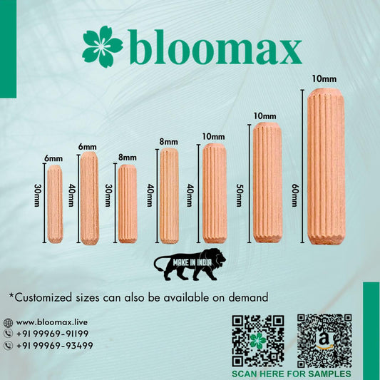 Wooden Dowel Pin Samples (All Size in One Pack)