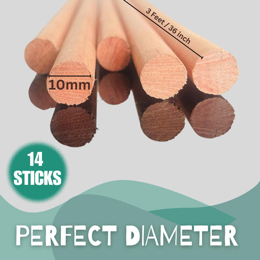 14 PCS Wooden Plant Support Stakes, 3 feet/10mm Wooden Plant Stakes for Indoor & Outdoor Plants, Gardening Floral Potted Plant Support Stakes, Wooden Sign Posting, Garden Sticks, Tomato Stakes with Free twist Tie's