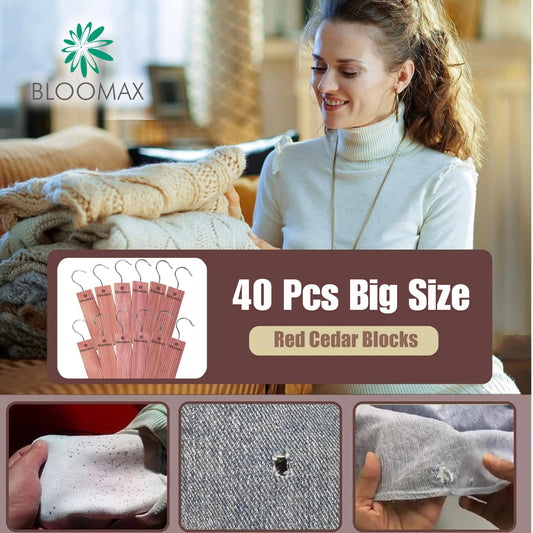 BLOOMAX® Original Natural Cedar Wood Blocks Moth Repellent I Aromatic Cedar Blocks (40 Pcs)