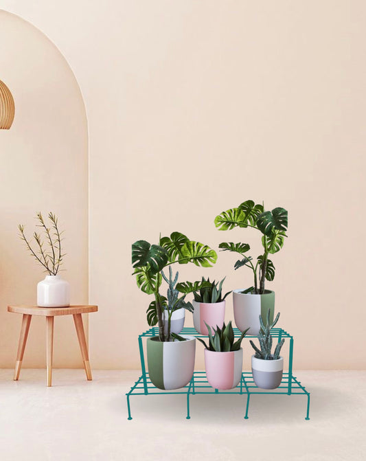 bloomax® Two Step Teal Green Stand, 80 Kg Weight Carrying Capacity, 24-inches, Outdoor Indoor Use Gamla Stand, (Pack Available 1,2,3,4))