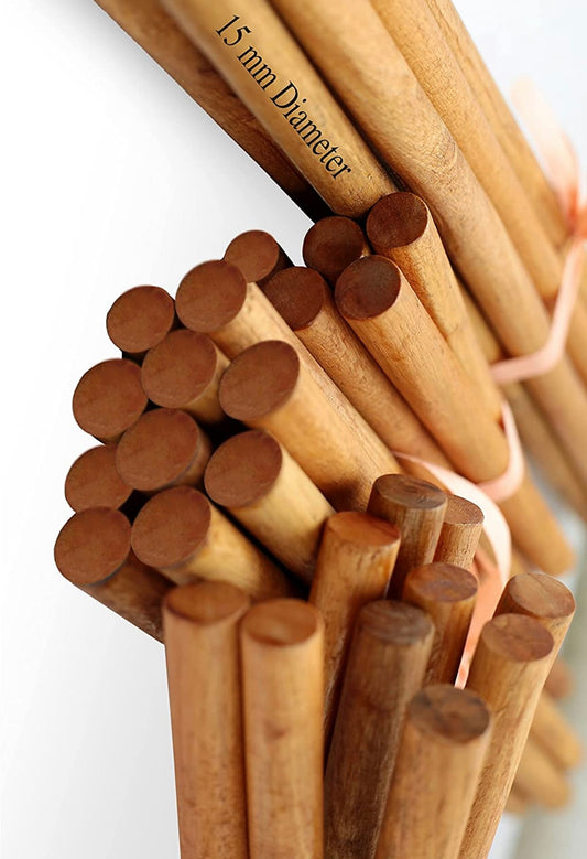 Standard Finish Hardwood Dowels, Sanded Smooth, Kiln Dried for Handicraft & Macrame, Painting, Staining, Projects Crafting, DIY & More