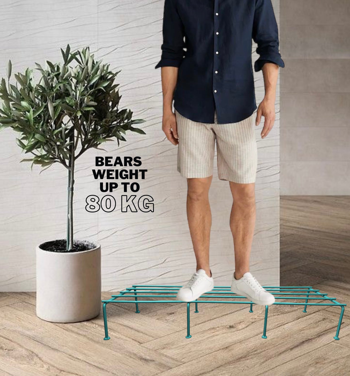bloomax® Rectangle Teal Green Stand,80 Kg Weight Carrying Capacity, 24 inches, (Teal Green Rectangle)
