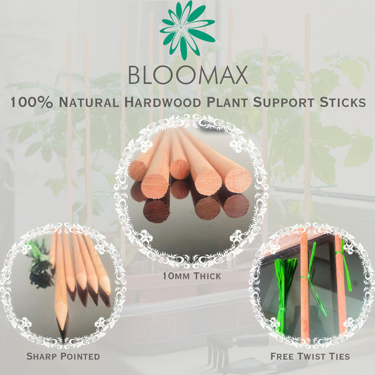 14 PCS Wooden Plant Support Stakes, 3 feet/10mm Wooden Plant Stakes for Indoor & Outdoor Plants, Gardening Floral Potted Plant Support Stakes, Wooden Sign Posting, Garden Sticks, Tomato Stakes with Free twist Tie's