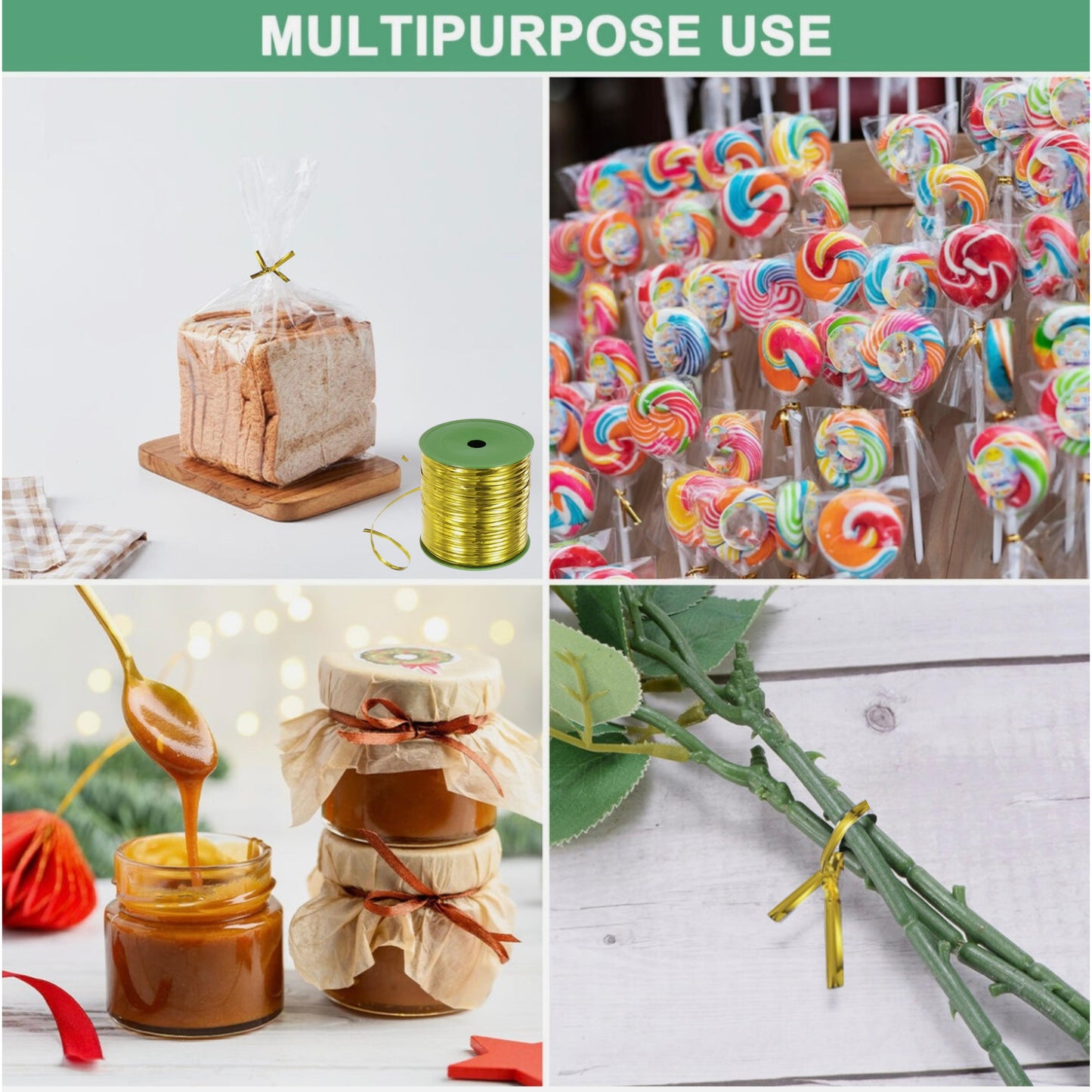 350 Meter Golden Metal Wire Twist Tie, Multi Function Garden Plastic Twist Tie, PE Twist Flexible Plant Ties, Garden Plant Twist Tie Garden Plant Support, Cable Ties, Large Twist Tie Roll  (Golden)