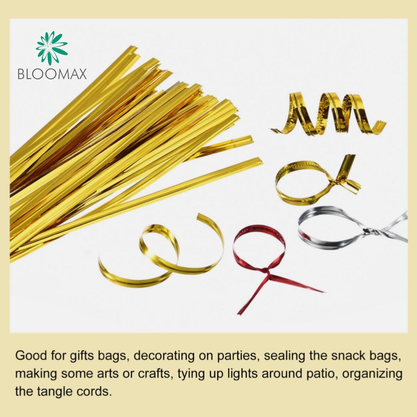 350 Meter Golden Metal Wire Twist Tie, Multi Function Garden Plastic Twist Tie, PE Twist Flexible Plant Ties, Garden Plant Twist Tie Garden Plant Support, Cable Ties, Large Twist Tie Roll  (Golden)