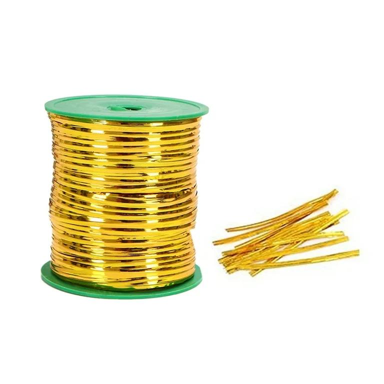 350 Meter Golden Metal Wire Twist Tie, Multi Function Garden Plastic Twist Tie, PE Twist Flexible Plant Ties, Garden Plant Twist Tie Garden Plant Support, Cable Ties, Large Twist Tie Roll  (Golden)